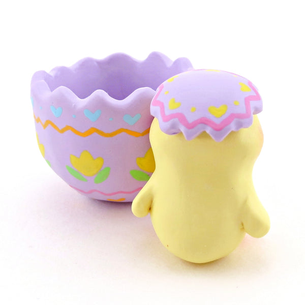 Chick in a Purple Easter Egg Figurine - Polymer Clay Easter Animal Collection
