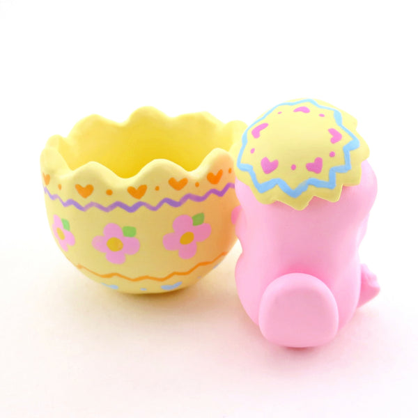 Pink Platypus in a Yellow Easter Egg Figurine - Polymer Clay Easter Animal Collection