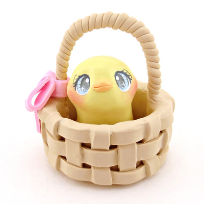 Chick in an Easter Basket Figurine - Polymer Clay Easter Animal Collection