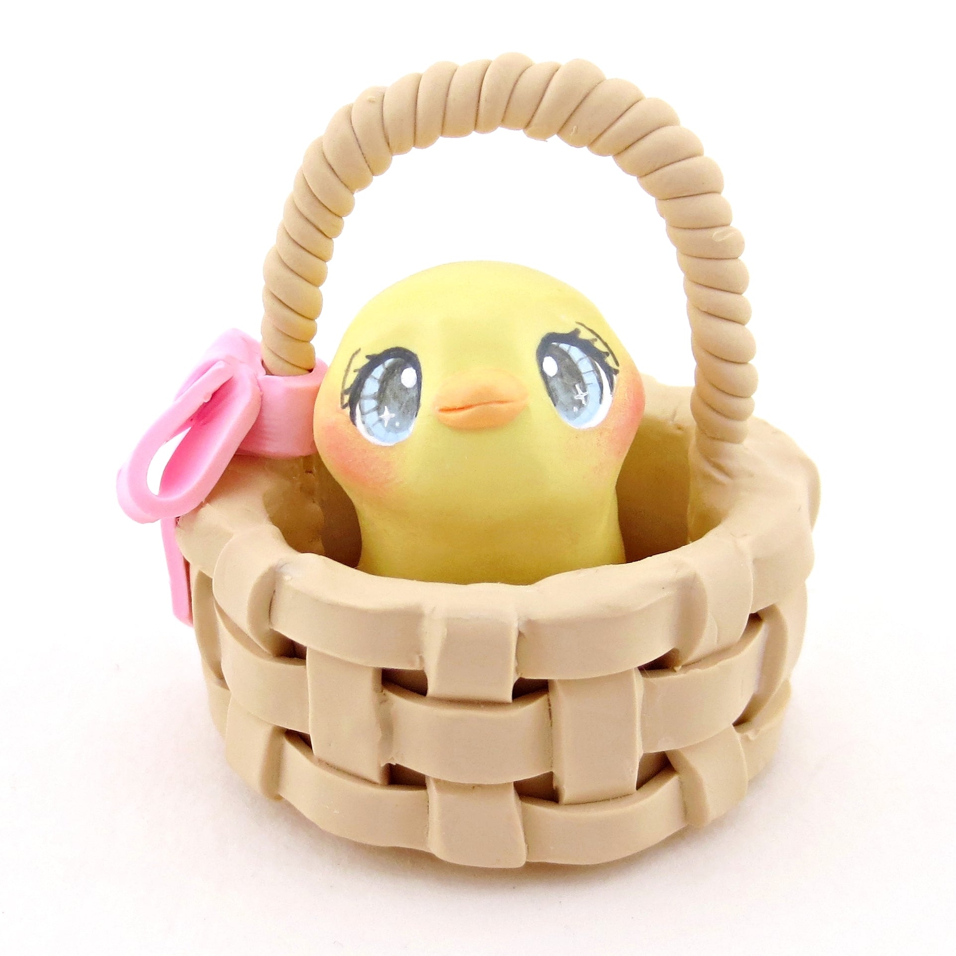 Chick in an Easter Basket Figurine - Polymer Clay Easter Animal Collection