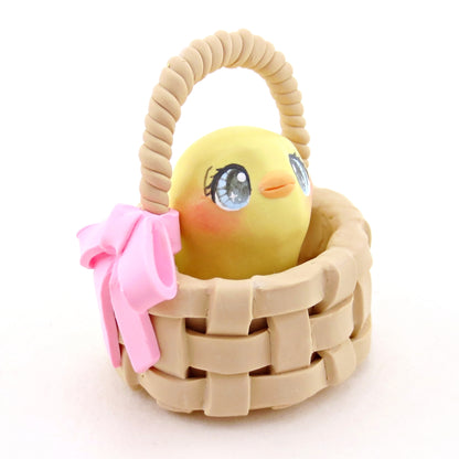 Chick in an Easter Basket Figurine - Polymer Clay Easter Animal Collection