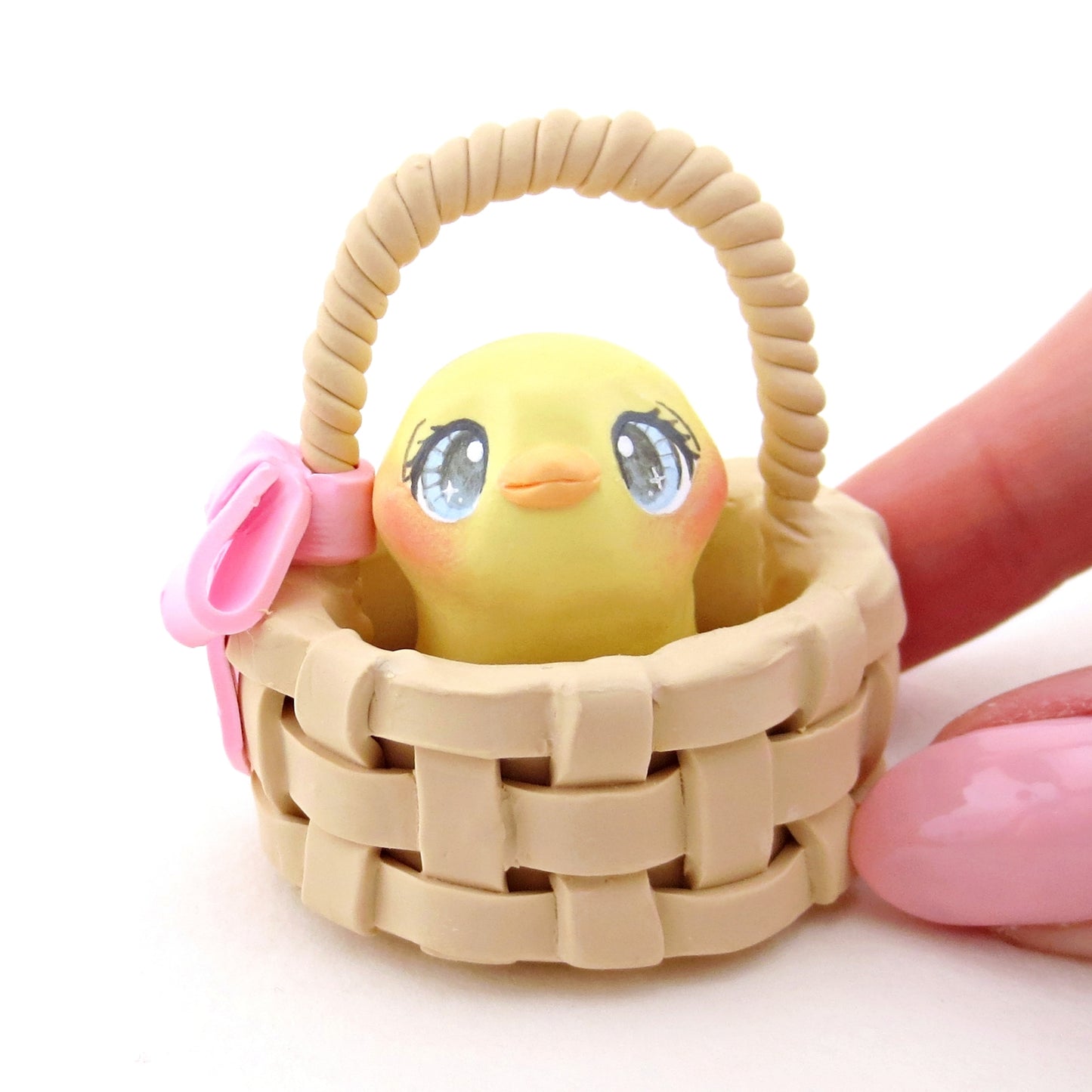 Chick in an Easter Basket Figurine - Polymer Clay Easter Animal Collection