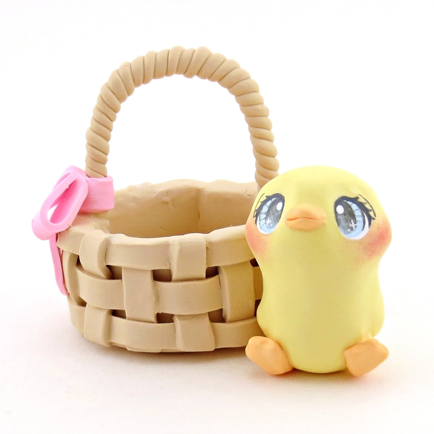 Chick in an Easter Basket Figurine - Polymer Clay Easter Animal Collection