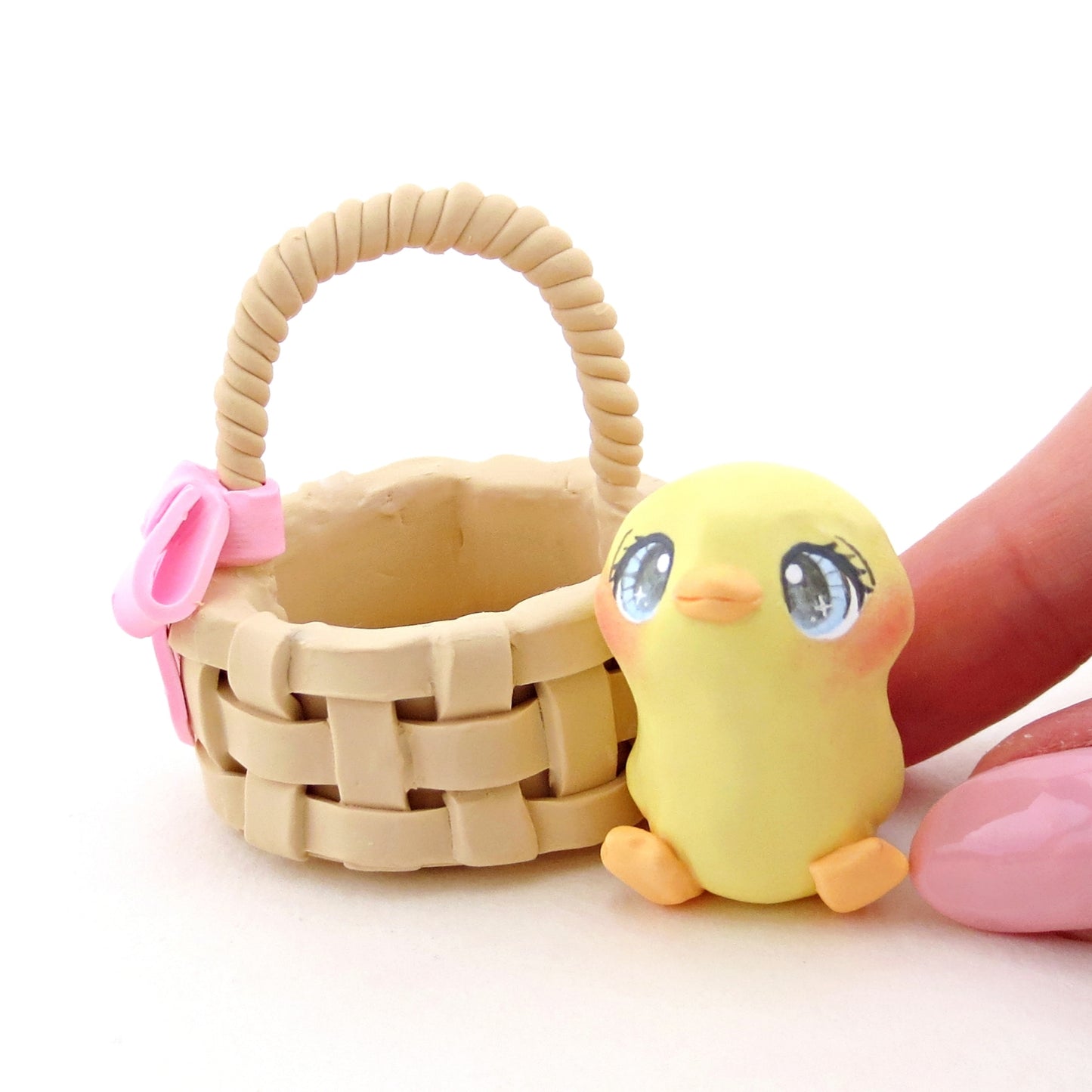 Chick in an Easter Basket Figurine - Polymer Clay Easter Animal Collection