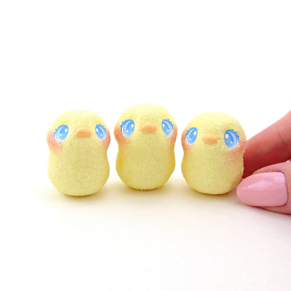 Glitter "Marshmallow" Chick Figurine - Polymer Clay Easter Animal Collection