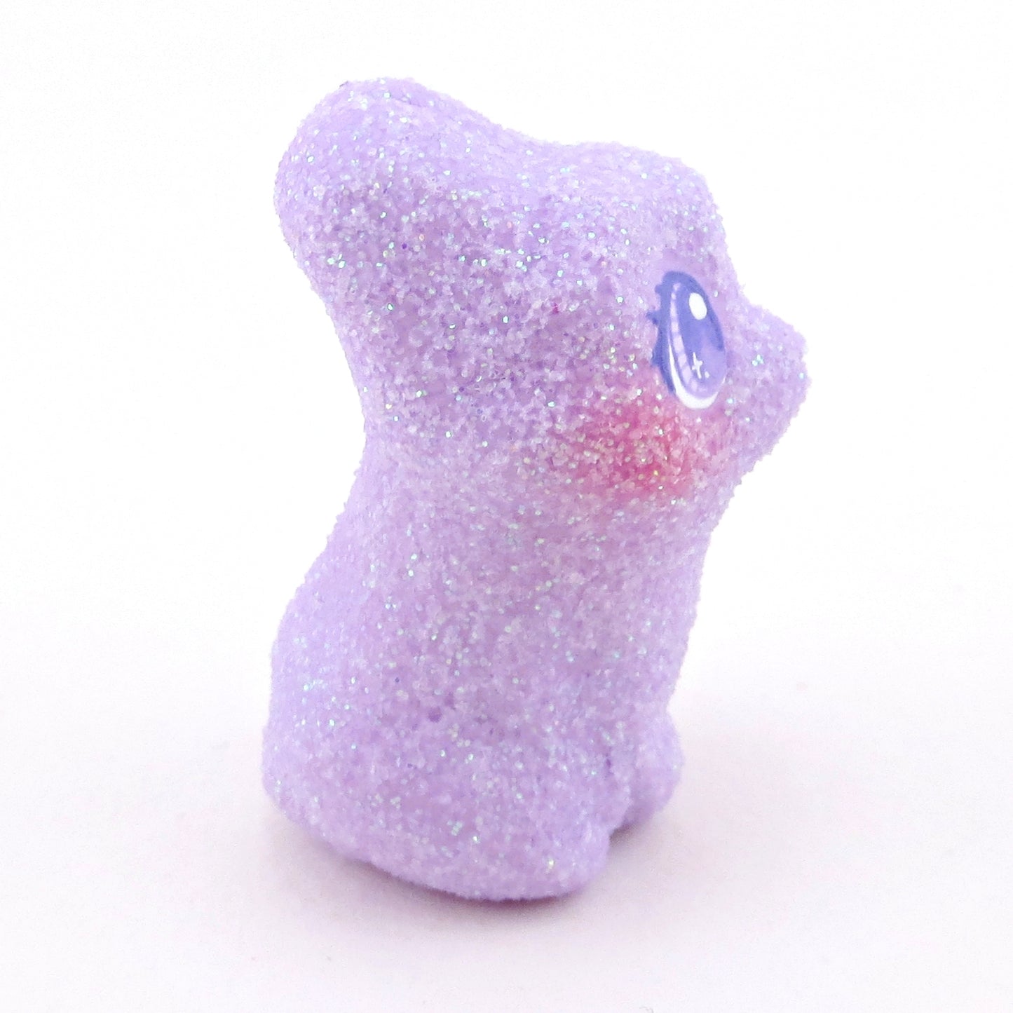 Glitter "Marshmallow" Purple Bunny Figurine - Polymer Clay Easter Animal Collection