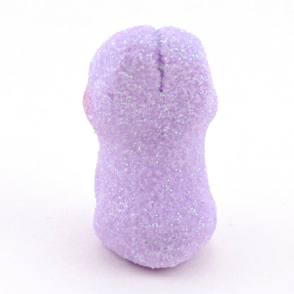 Glitter "Marshmallow" Purple Bunny Figurine - Polymer Clay Easter Animal Collection