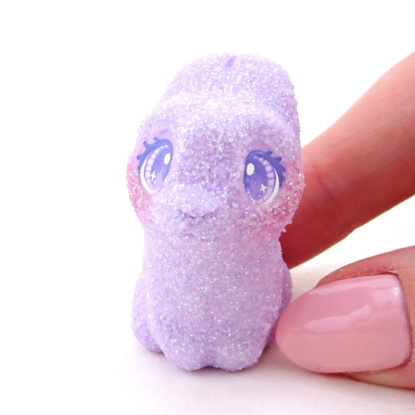 Glitter "Marshmallow" Purple Bunny Figurine - Polymer Clay Easter Animal Collection