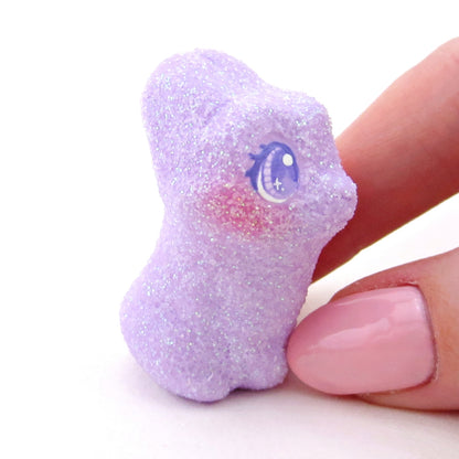 Glitter "Marshmallow" Purple Bunny Figurine - Polymer Clay Easter Animal Collection