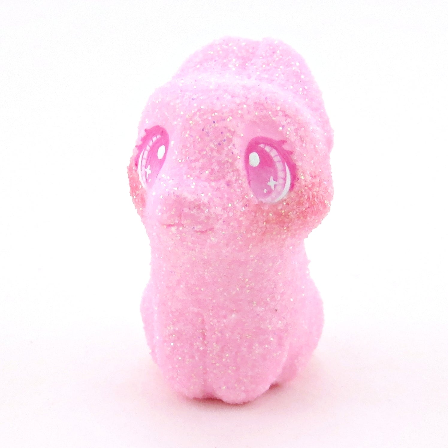 Glitter "Marshmallow" Pink Bunny Figurine - Polymer Clay Easter Animal Collection