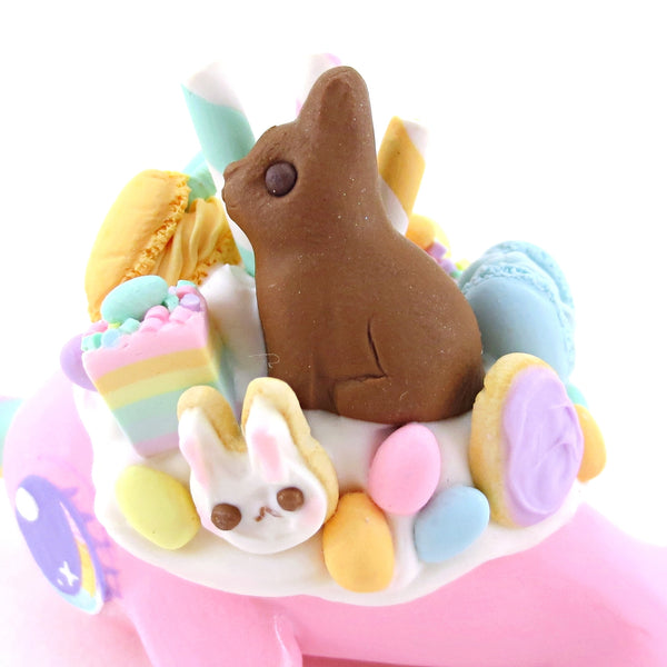 Pink Easter Dessert Narwhal Figurine - Polymer Clay Easter and Spring Animals