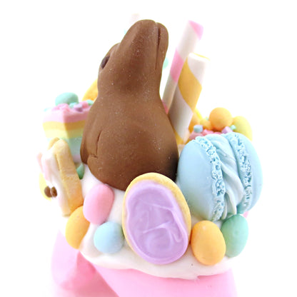 Pink Easter Dessert Narwhal Figurine - Polymer Clay Easter and Spring Animals