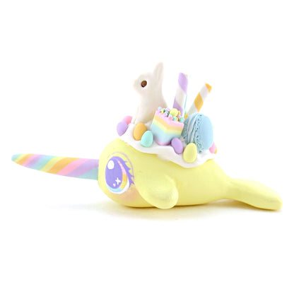 Yellow Easter Dessert Narwhal Figurine - Polymer Clay Easter and Spring Animals