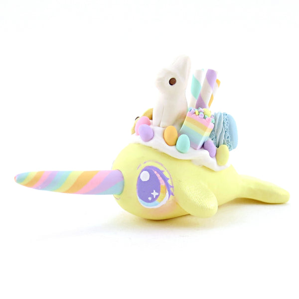 Yellow Easter Dessert Narwhal Figurine - Polymer Clay Easter and Spring Animals