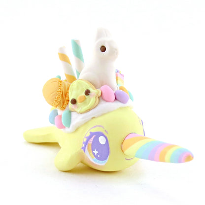 Yellow Easter Dessert Narwhal Figurine - Polymer Clay Easter and Spring Animals