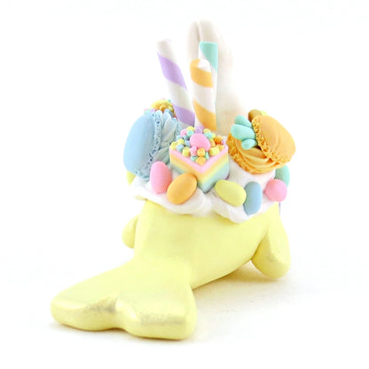 Yellow Easter Dessert Narwhal Figurine - Polymer Clay Easter and Spring Animals