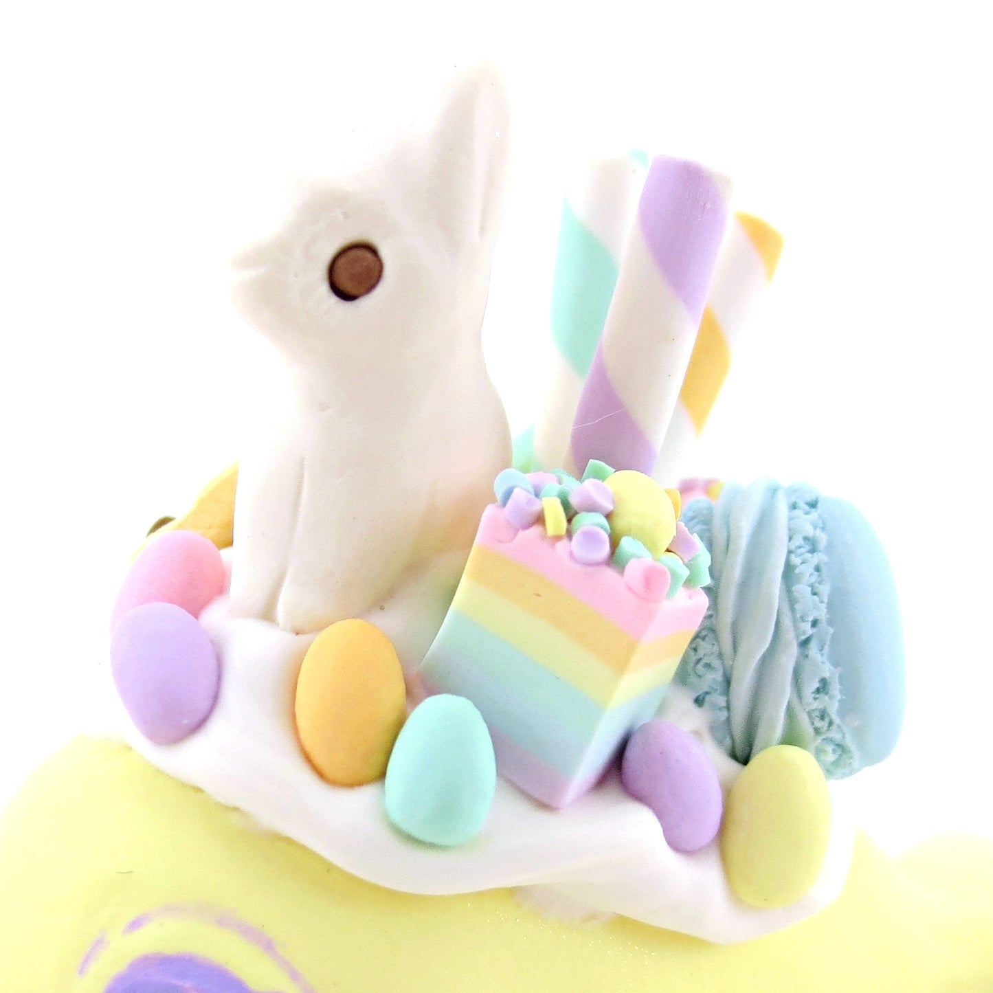 Yellow Easter Dessert Narwhal Figurine - Polymer Clay Easter and Spring Animals