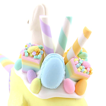 Yellow Easter Dessert Narwhal Figurine - Polymer Clay Easter and Spring Animals