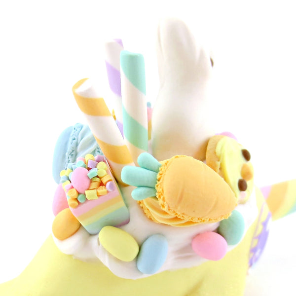 Yellow Easter Dessert Narwhal Figurine - Polymer Clay Easter and Spring Animals