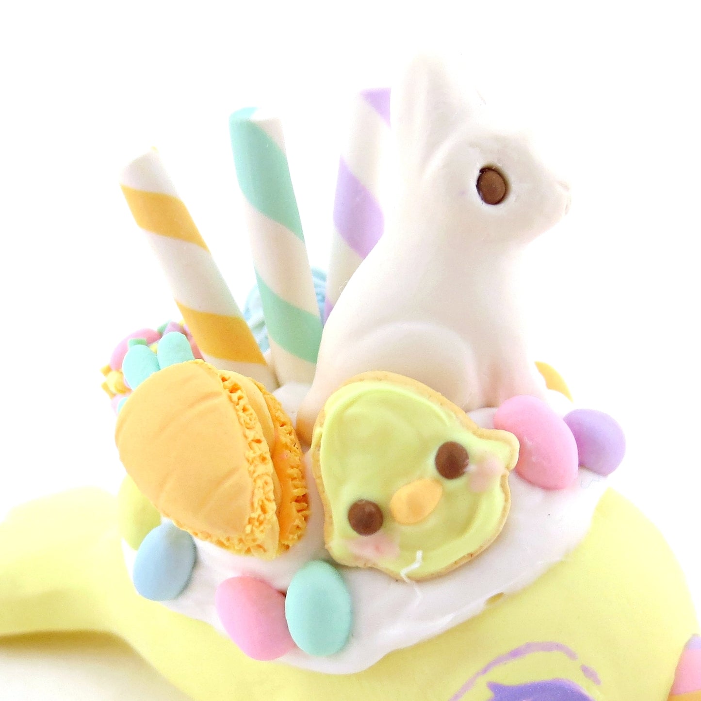 Yellow Easter Dessert Narwhal Figurine - Polymer Clay Easter and Spring Animals