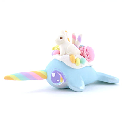 Blue Easter Dessert Narwhal Figurine - Polymer Clay Easter and Spring Animals