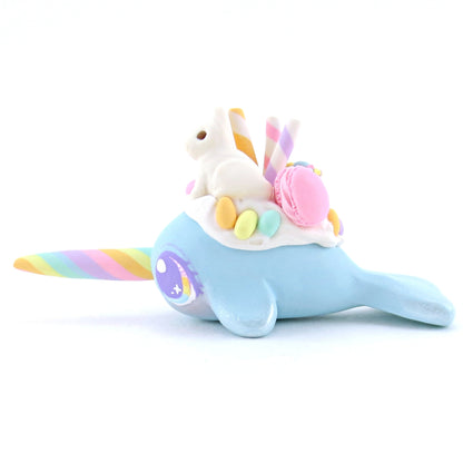 Blue Easter Dessert Narwhal Figurine - Polymer Clay Easter and Spring Animals