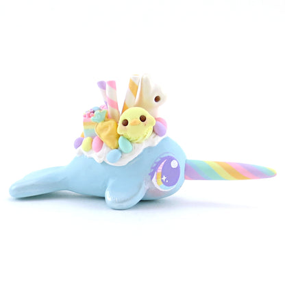 Blue Easter Dessert Narwhal Figurine - Polymer Clay Easter and Spring Animals