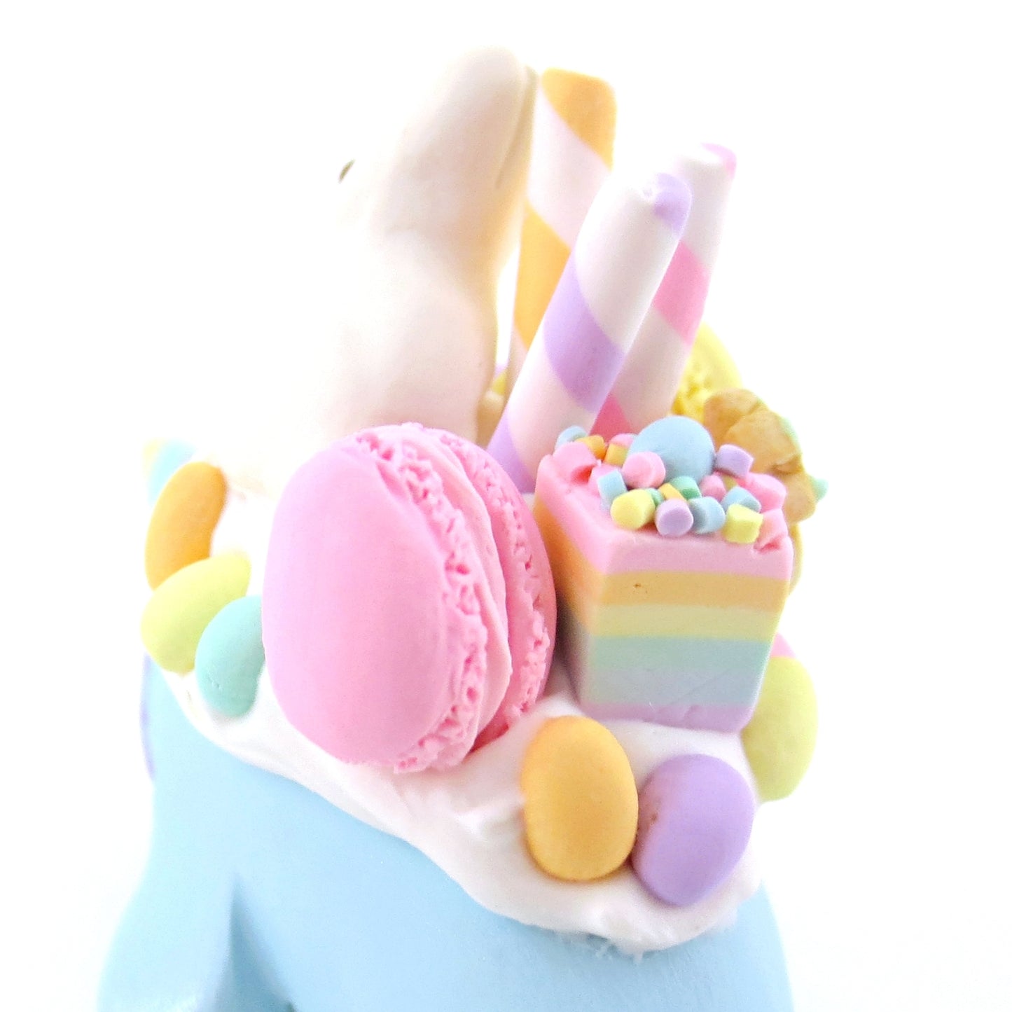 Blue Easter Dessert Narwhal Figurine - Polymer Clay Easter and Spring Animals