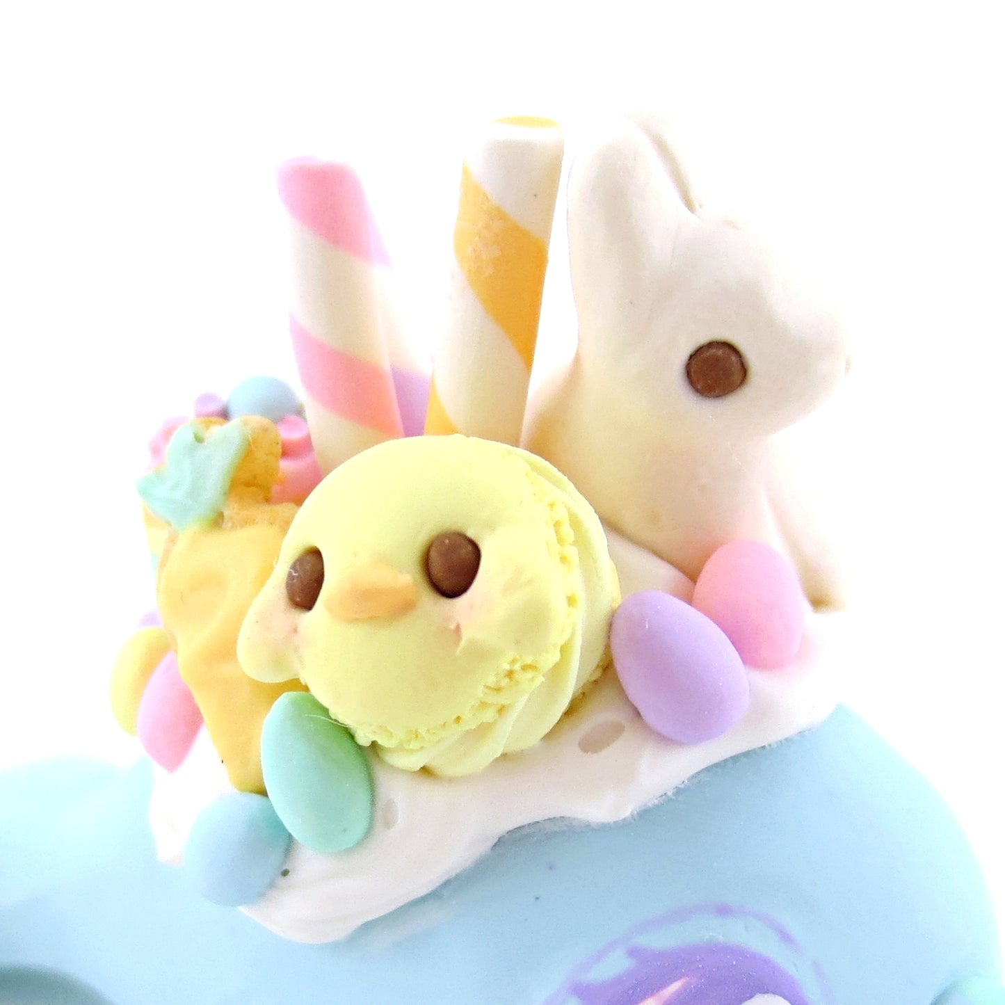 Blue Easter Dessert Narwhal Figurine - Polymer Clay Easter and Spring Animals