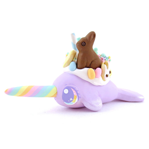 Purple Easter Dessert Narwhal Figurine - Polymer Clay Easter and Spring Animals