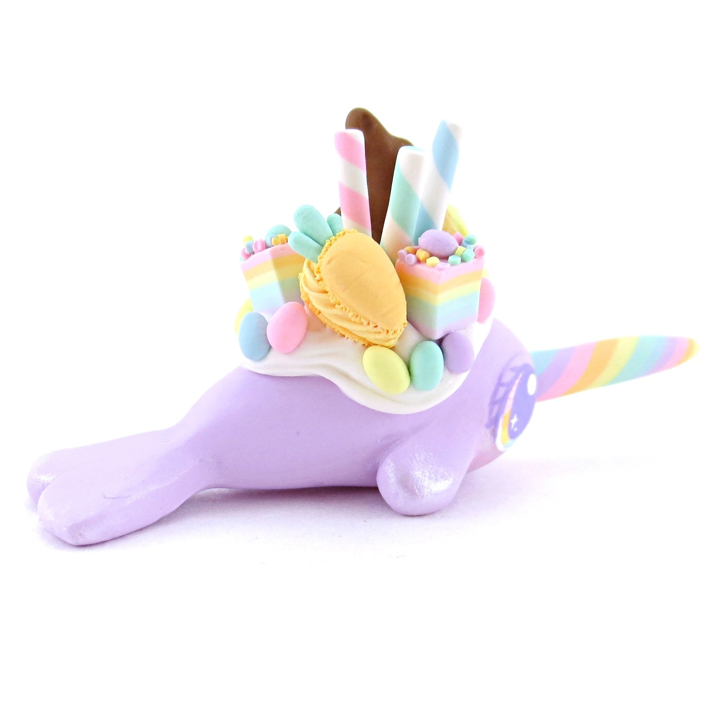 Purple Easter Dessert Narwhal Figurine - Polymer Clay Easter and Spring Animals