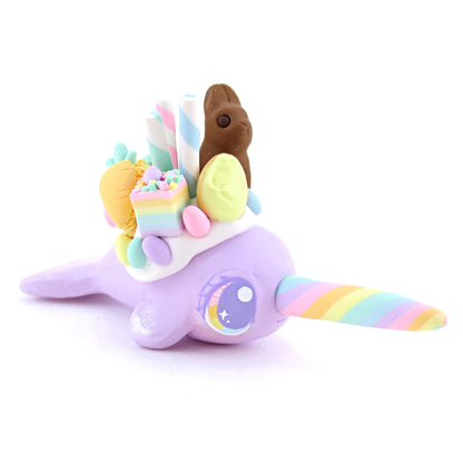 Purple Easter Dessert Narwhal Figurine - Polymer Clay Easter and Spring Animals