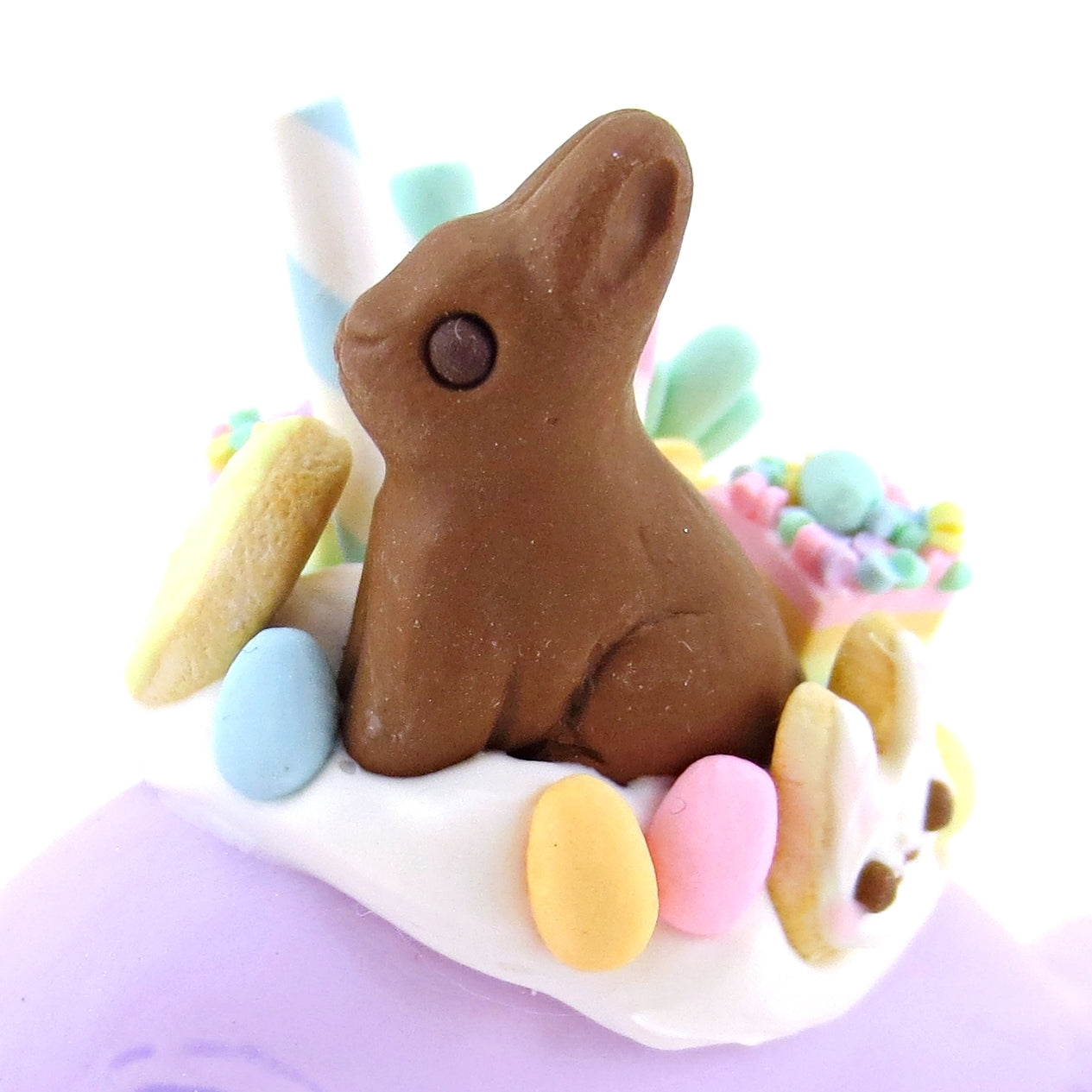 Purple Easter Dessert Narwhal Figurine - Polymer Clay Easter and Spring Animals