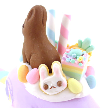 Purple Easter Dessert Narwhal Figurine - Polymer Clay Easter and Spring Animals