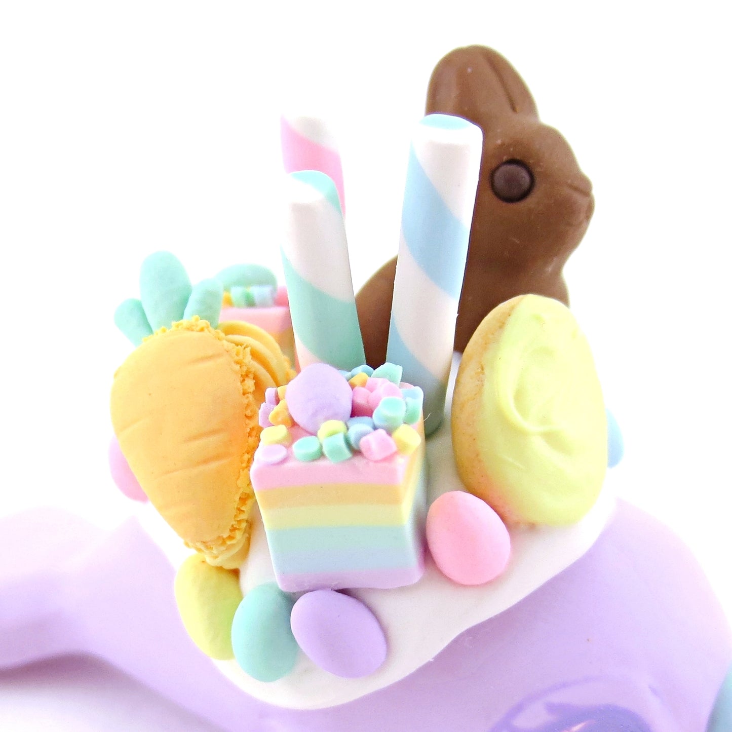 Purple Easter Dessert Narwhal Figurine - Polymer Clay Easter and Spring Animals