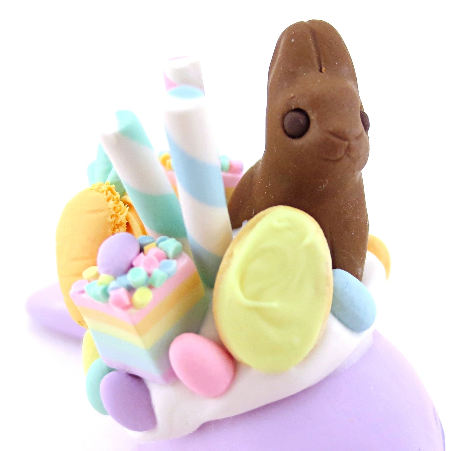 Purple Easter Dessert Narwhal Figurine - Polymer Clay Easter and Spring Animals