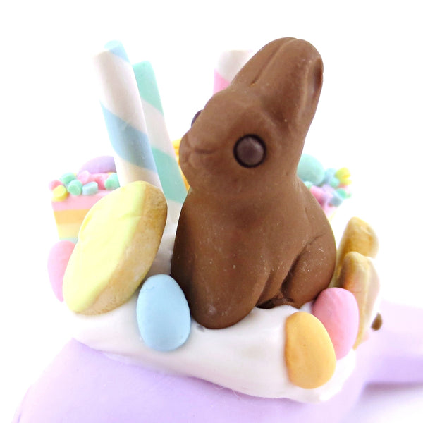 Purple Easter Dessert Narwhal Figurine - Polymer Clay Easter and Spring Animals