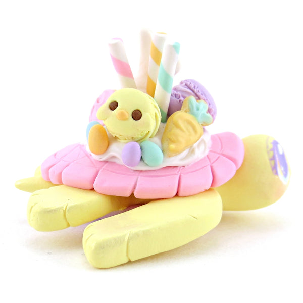 Yellow Easter Dessert Turtle Figurine - Polymer Clay Easter and Spring Animals