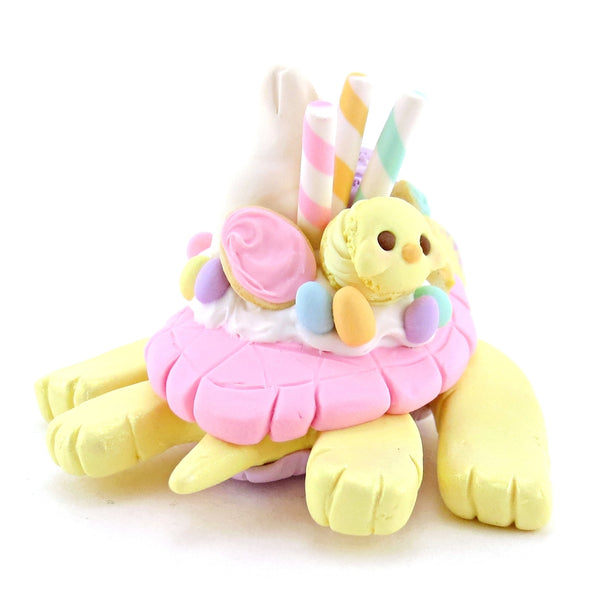 Yellow Easter Dessert Turtle Figurine - Polymer Clay Easter and Spring Animals