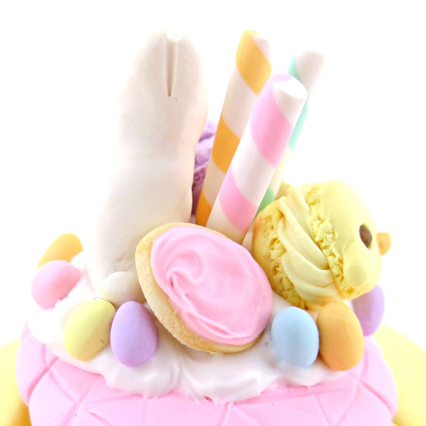 Yellow Easter Dessert Turtle Figurine - Polymer Clay Easter and Spring Animals