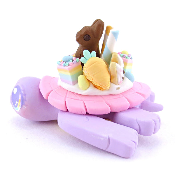 Purple Easter Dessert Turtle Figurine - Polymer Clay Easter and Spring Animals