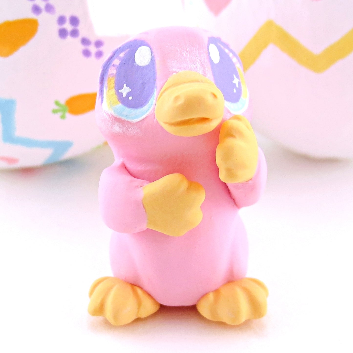 Pink Easter Egg Platypus Figurine - Polymer Clay Easter and Spring Animals