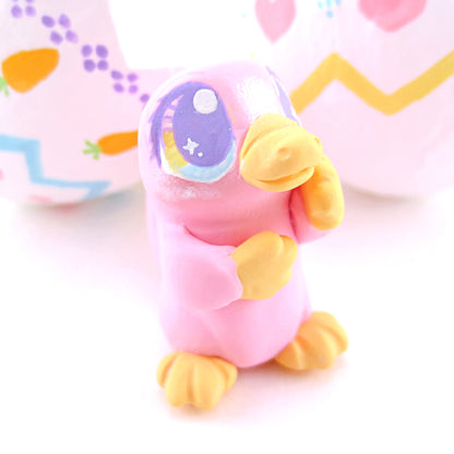 Pink Easter Egg Platypus Figurine - Polymer Clay Easter and Spring Animals