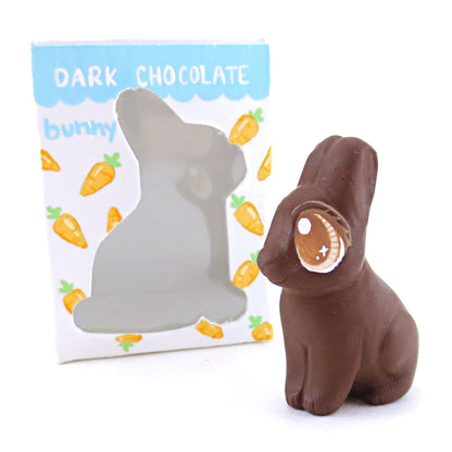 Dark Chocolate Easter Bunny Figurine - Polymer Clay Easter and Spring Animals