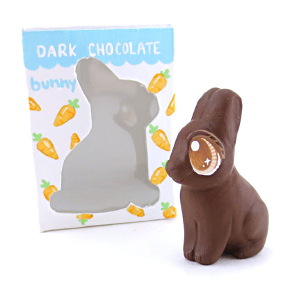 Dark Chocolate Easter Bunny Figurine - Polymer Clay Easter and Spring Animals