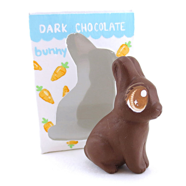 Dark Chocolate Easter Bunny Figurine - Polymer Clay Easter and Spring Animals
