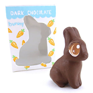 Dark Chocolate Easter Bunny Figurine - Polymer Clay Easter and Spring Animals