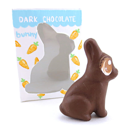 Dark Chocolate Easter Bunny Figurine - Polymer Clay Easter and Spring Animals