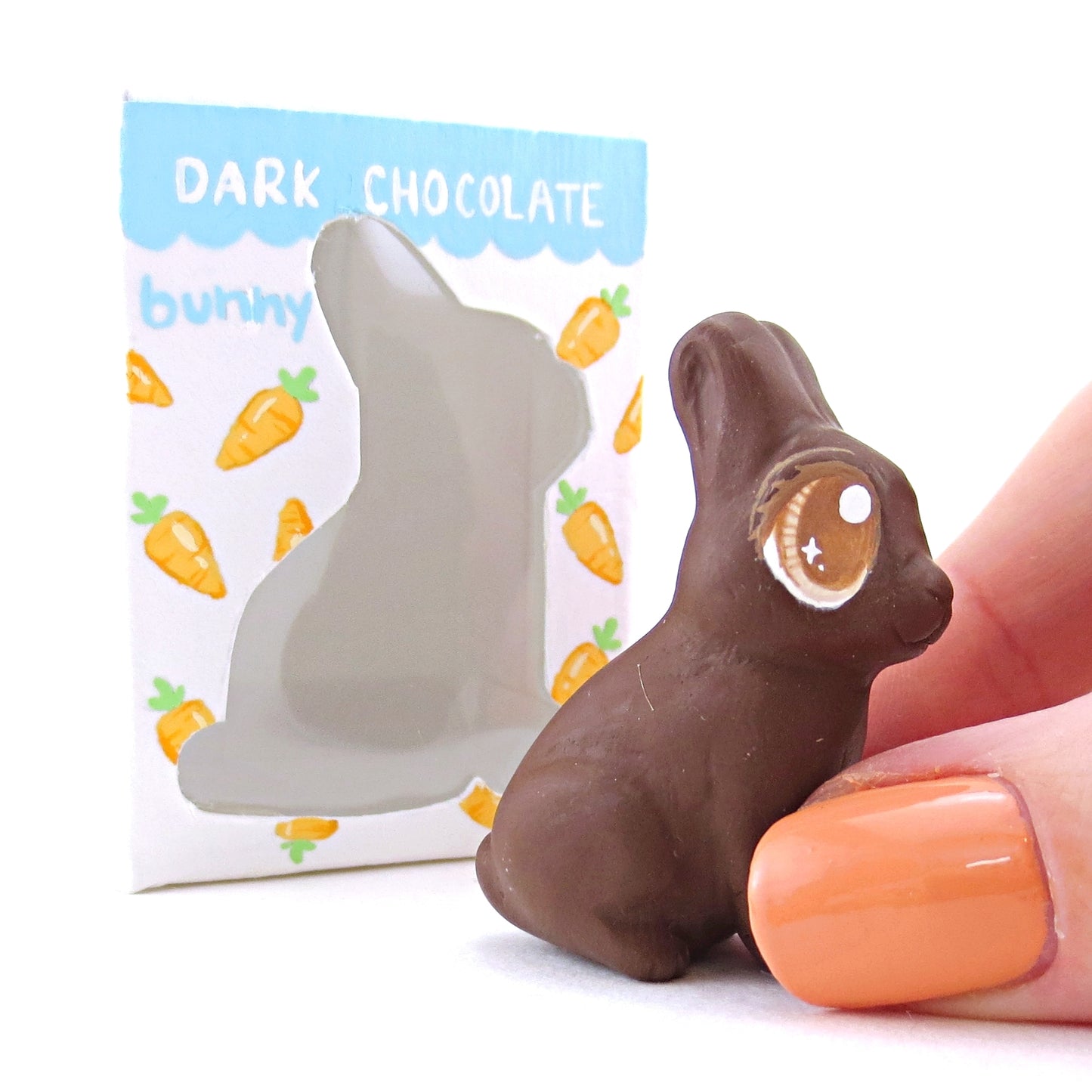 Dark Chocolate Easter Bunny Figurine - Polymer Clay Easter and Spring Animals