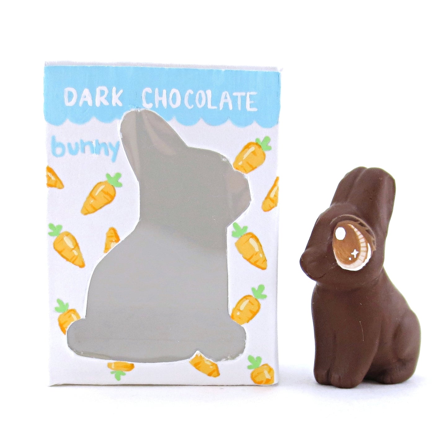 Dark Chocolate Easter Bunny Figurine - Polymer Clay Easter and Spring Animals